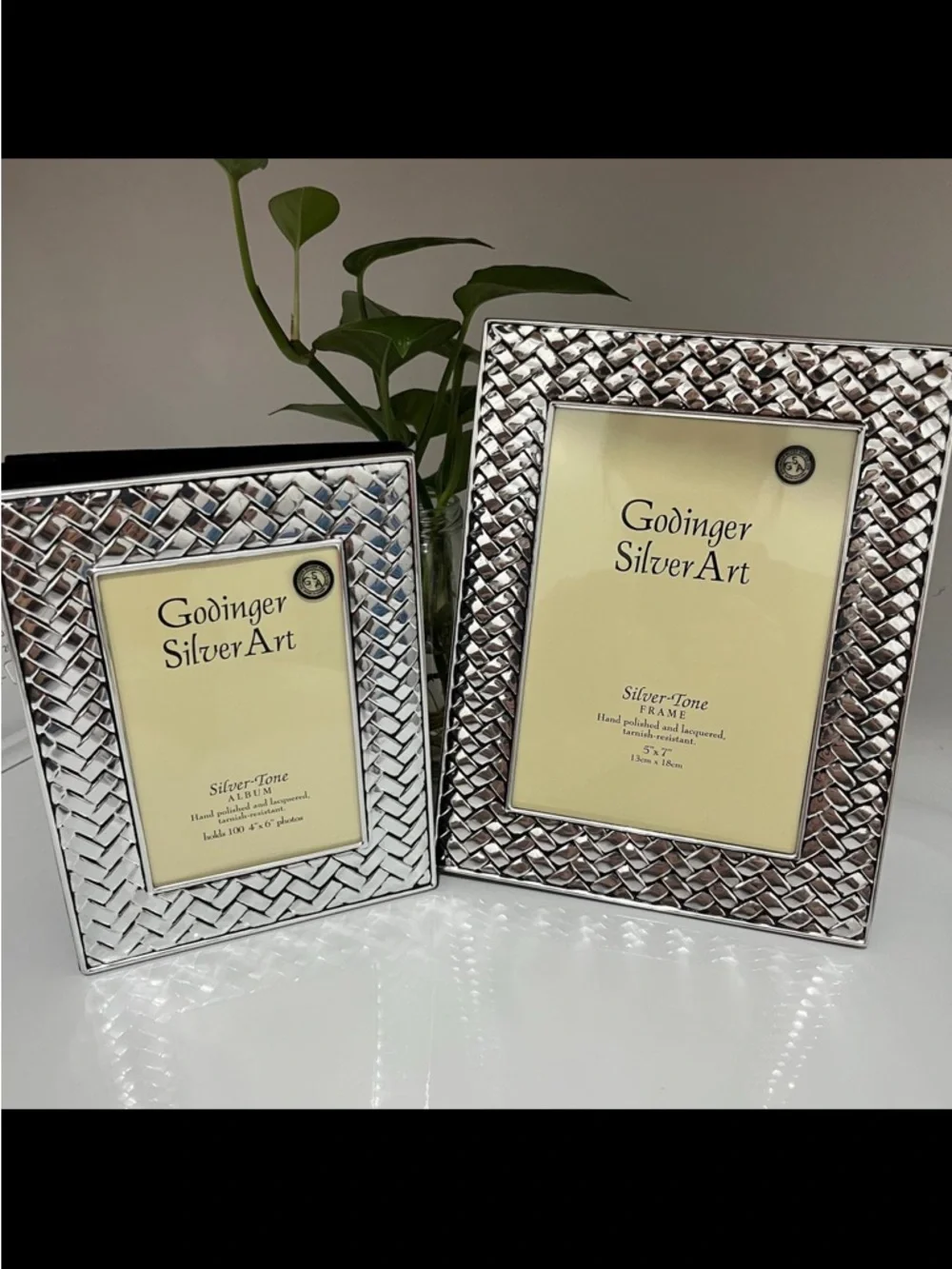 VTG Godinger Silver Art Co Silver-Tone Matching Photo Frame & Album - Set of 2